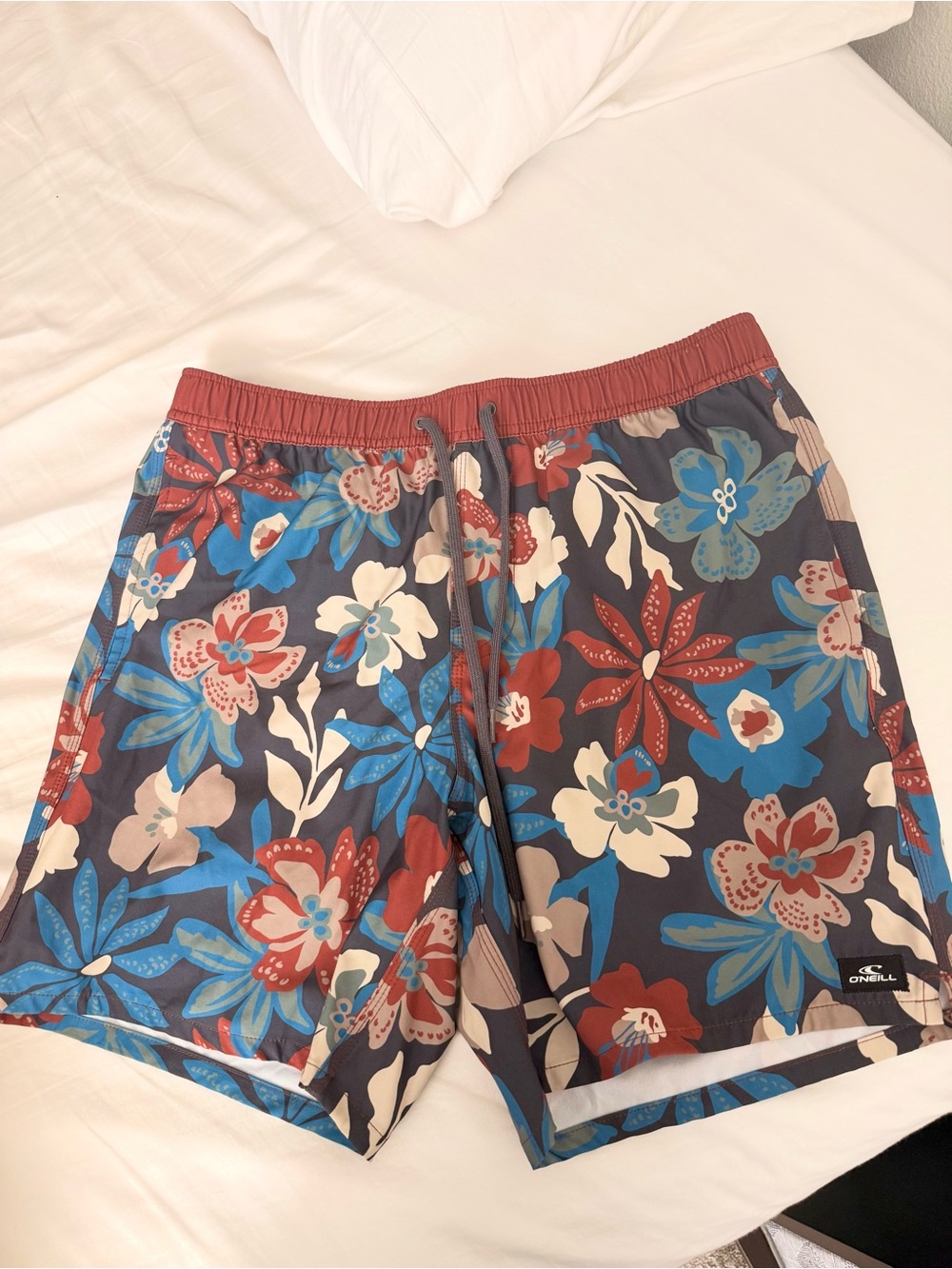 O'Neill Floral Swim Shorts - Red, Blue & Cream